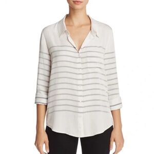 Soft Joie Anabella Button Down Shirt, Porcelain/Dark Navy, XS